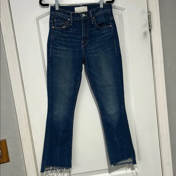 MOTHER JEANS size 25 THE INSIDER CROP STEP FRAY WOMAN TEAMING UP dark wash - Picture 6 of 16